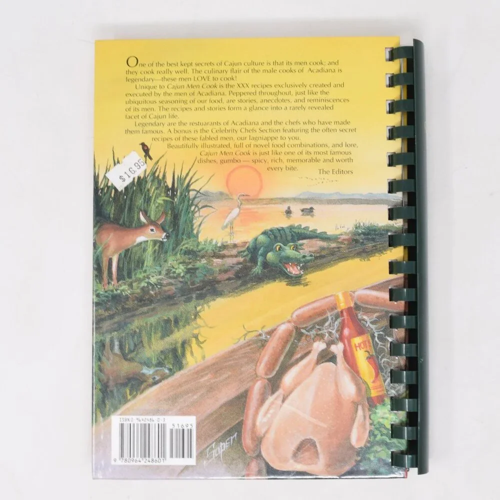 Cajun Men Cook Recipe Book Food Louisiana Hardcover Spiral Illustrated Beaver Cl